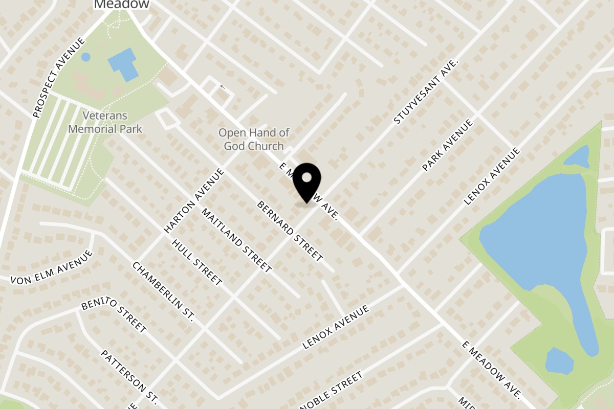 Map showing the location of Antonio's Pizzeria New York on 548 E Meadow Ave in East Meadow